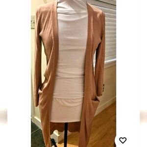 Women's Dusty Pink Long Sweater Cardigan Women's Size S Lightweight Pockets!